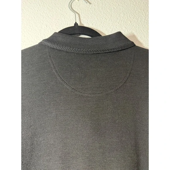Tommy Bahama Mens XL Silk Cotton Ribbed Knit Polo Shirt Charcoal Grey - Picture 7 of 8